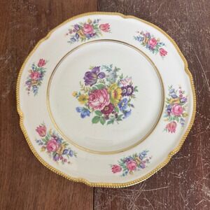 Floral Dinner Plate with Gold Trim